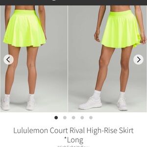 175-$60 NWT *FREE SHIPPING* Lululemon Court Rival High-Rise Skirt *Long Yellow